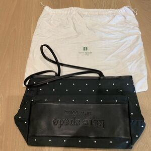 KATE SPADE black dot tote green lining